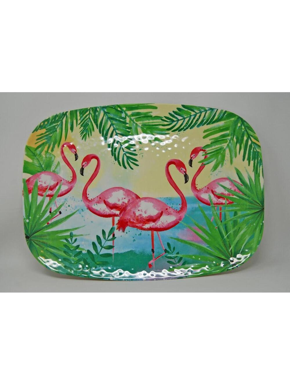 Flamingo Bird Tropical Beach Aloha Beach 222 Fifth Melamine Serving Tray 18x13"